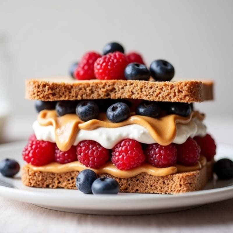 Creamy Peanut Butter and Berry Whole Grain Sandwich