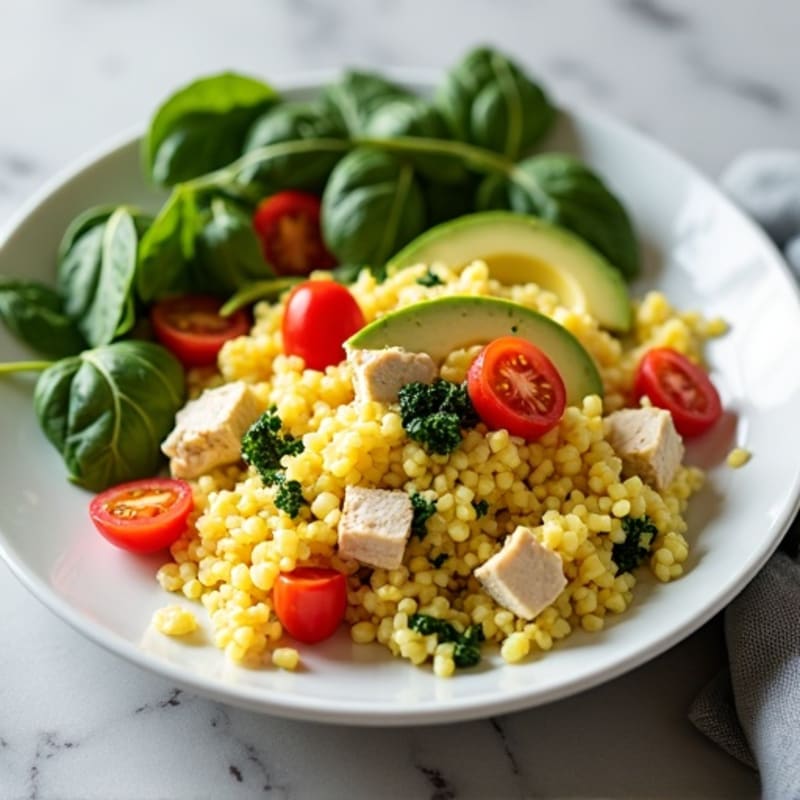 Egg White Scramble with Turkey Breast and Spinach
