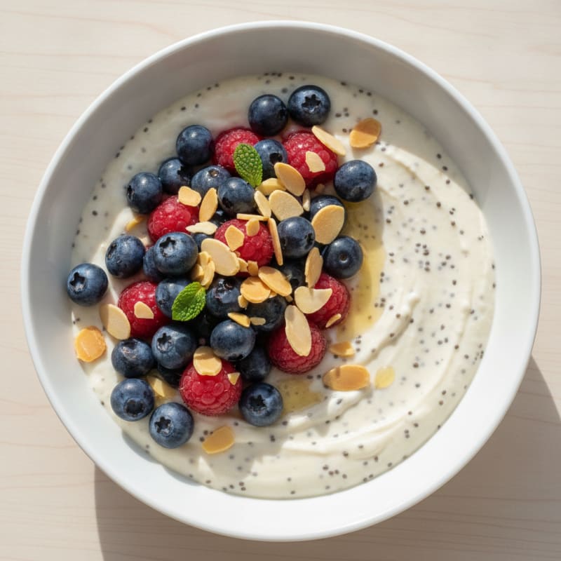 Silky Greek Yogurt Protein Pudding with Berries