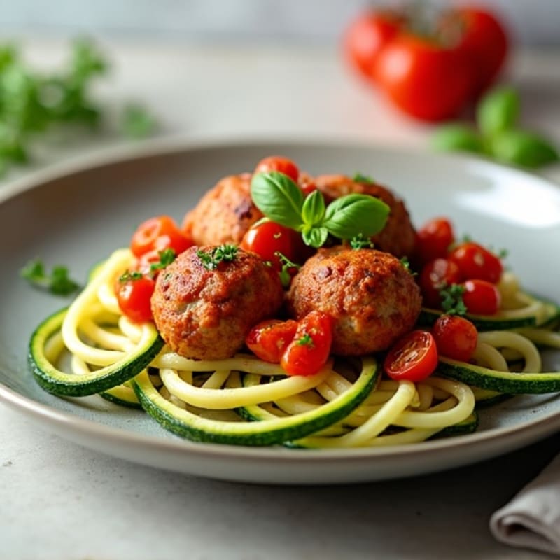 Lean Turkey Meatballs with Zucchini Noodles and Fresh Marinara