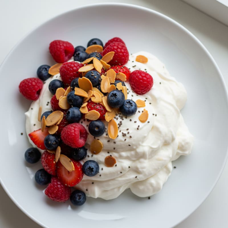 Greek Yogurt Protein Mousse with Mixed Berries