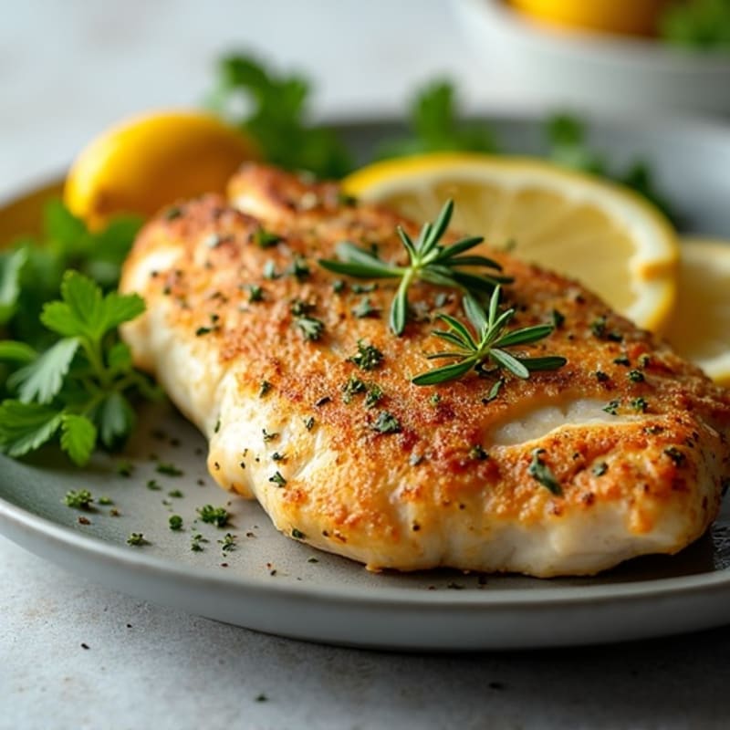 Herb-Crusted Lemon Garlic Pan Seared Chicken
