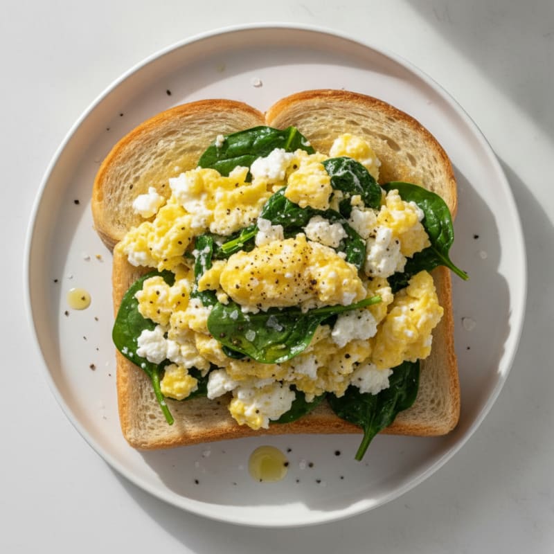 High-Protein Spinach and Cottage Cheese Egg Toast