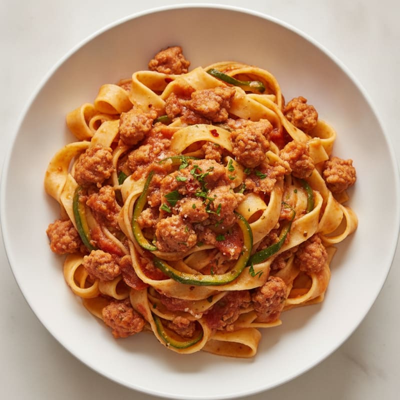Pappardelle with Sausage and Tomato Ragu