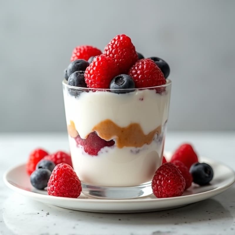 Greek Yogurt Protein Parfait with Mixed Berries and Almond Butter