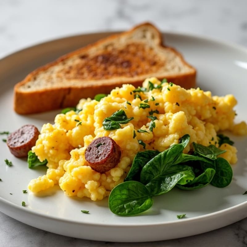 Egg White and Turkey Sausage Scramble with Spinach