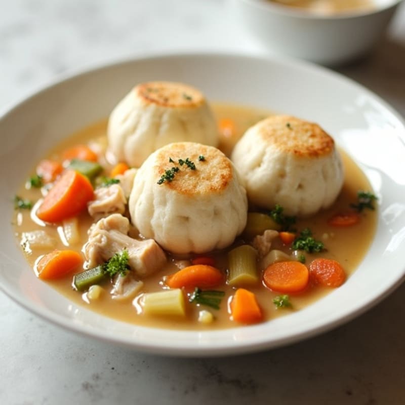 Creamy Chicken and Vegetable Stew with Fluffy Dumplings