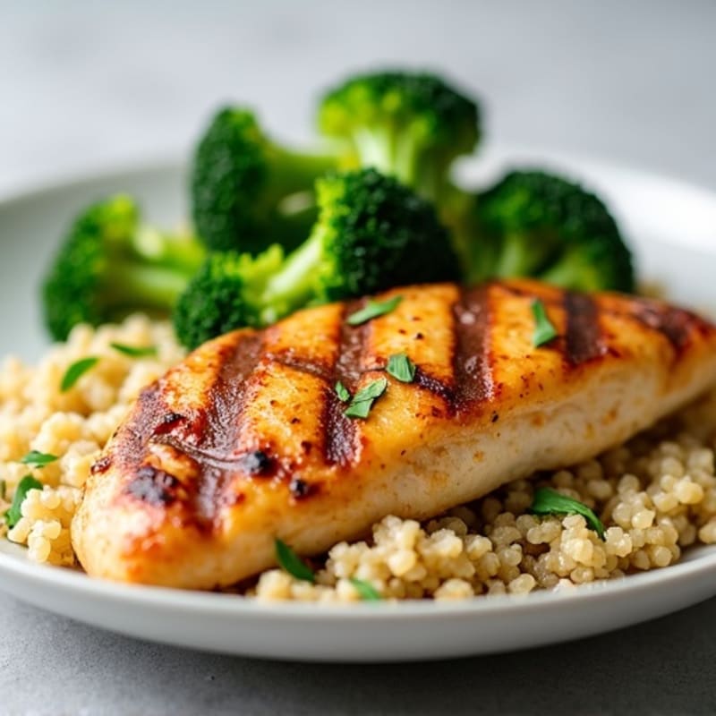 Grilled Chicken Breast with Quinoa and Steamed Broccoli