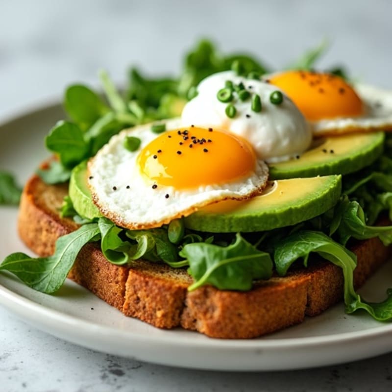 Savory Sourdough Egg Toast with Fresh Greens and Avocado