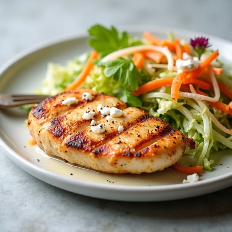 Grilled Chicken Breast with Crunchy Cabbage Slaw