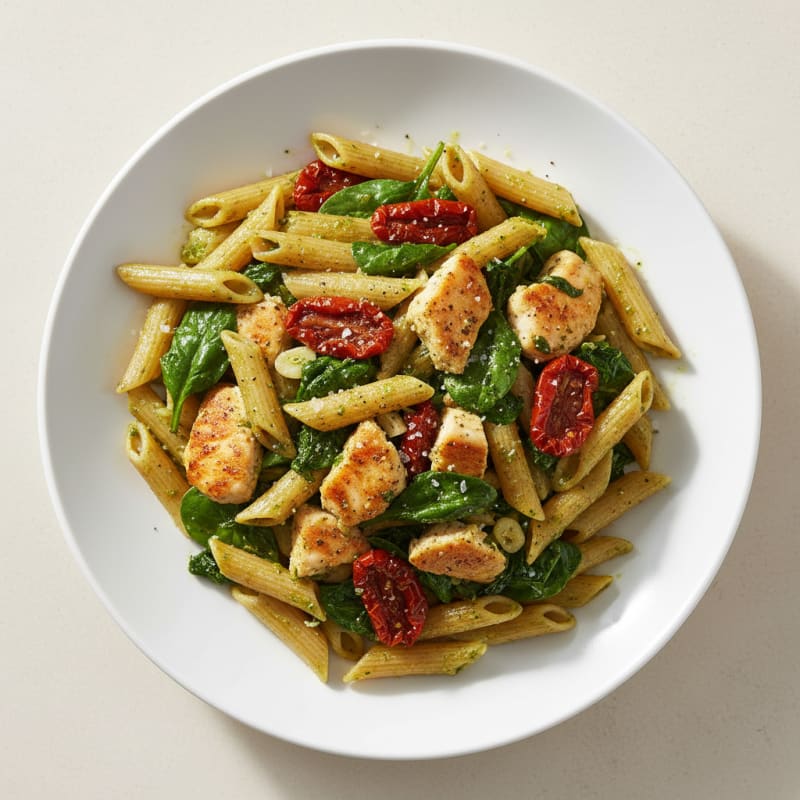 Pesto Chicken Pasta with Sun-Dried Tomatoes