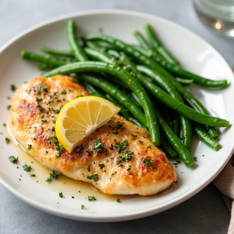 Lemon Herb Roasted Chicken with Crispy Green Beans