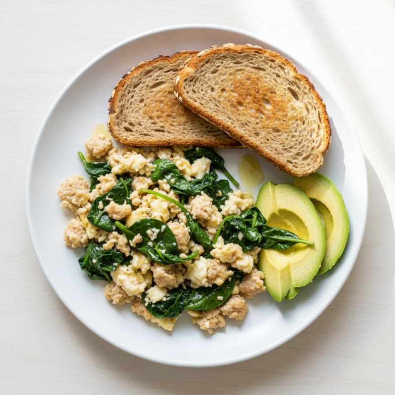 Egg White and Turkey Sausage Scramble with Spinach