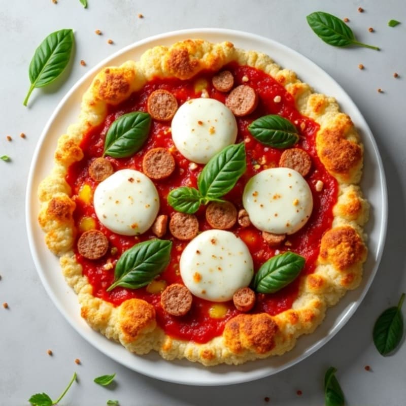 Crispy Cauliflower Crust Pizza with Fresh Mozzarella