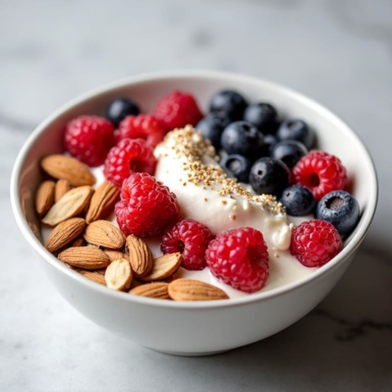 Cottage Cheese and Berry Protein Bowl with Almonds