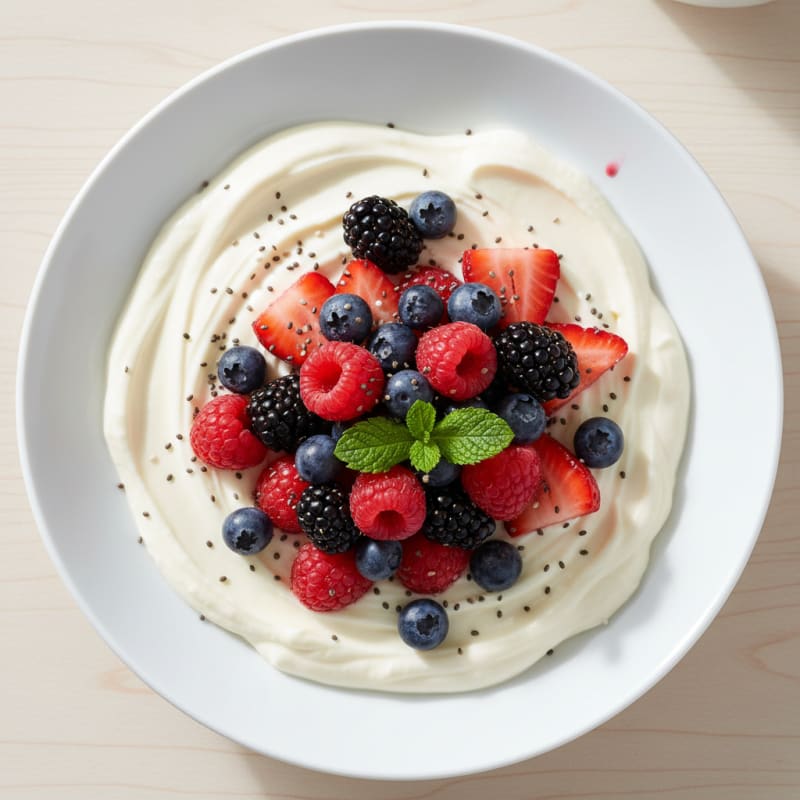 Silky Vanilla Protein Yogurt with Berries