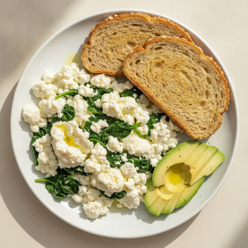 Egg White Scramble with Cottage Cheese and Spinach