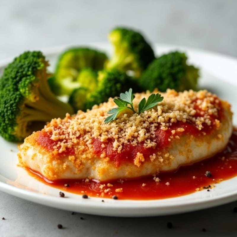 Crispy Baked Chicken Parmesan with Roasted Broccoli