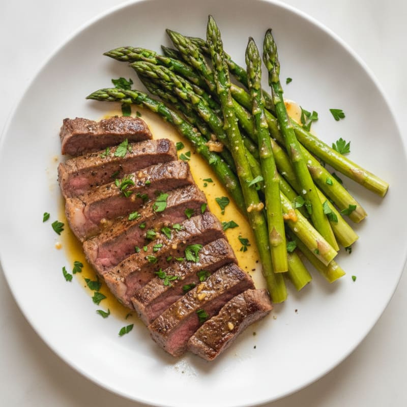Garlic Butter Steak with Asparagus
