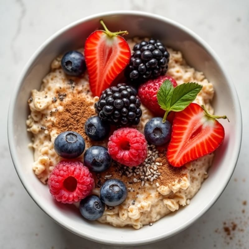 Cinnamon-Vanilla Protein Oats with Fresh Berries