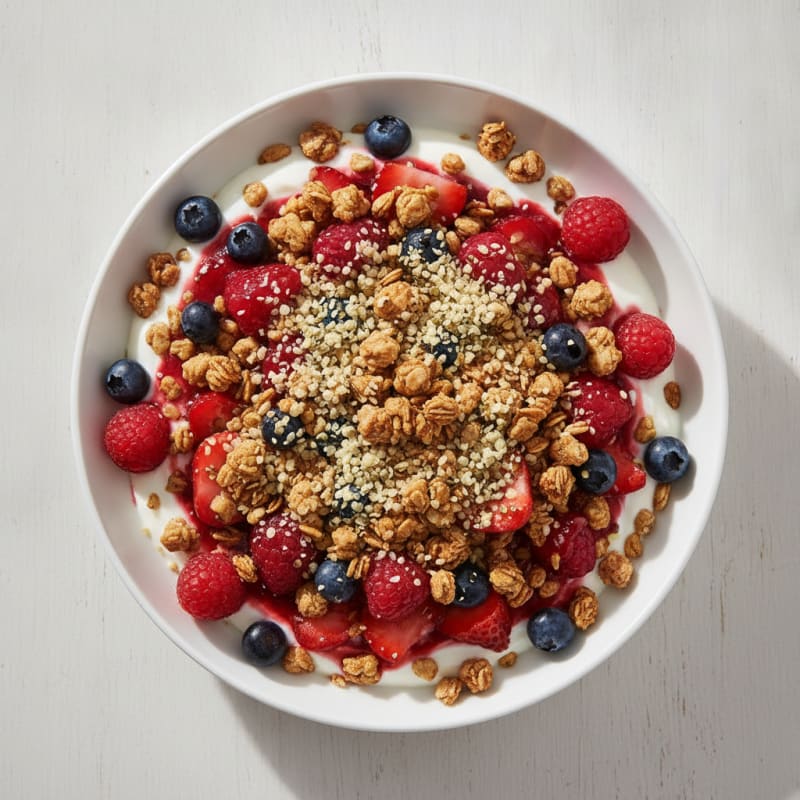 Greek Yogurt Parfait with Mixed Berries and Protein Granola