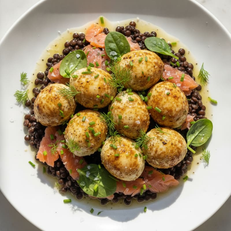 Pan-Seared Quail Eggs with Herbs