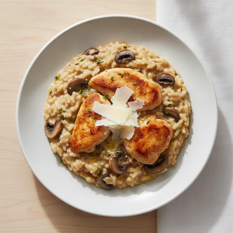 Creamy Parmesan Mushroom Risotto with Chicken