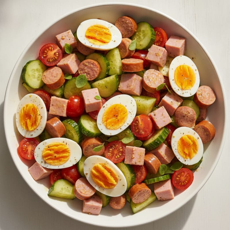 High-Protein Ham and Egg Garden Salad