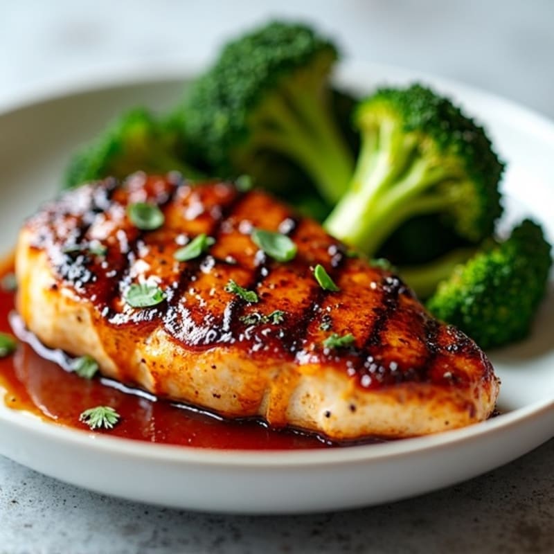 Sticky Date-Glazed Pan-Seared Chicken with Crispy Roasted Broccoli