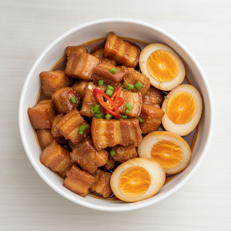 Caramelized Pork Belly with Eggs