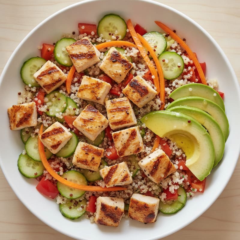 Grilled Chicken and Quinoa Power Bowl with Crunchy Veggies
