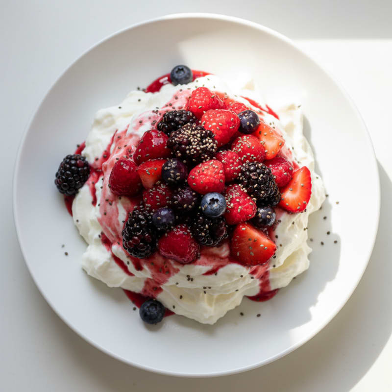 Silky Greek Yogurt Protein Pudding with Mixed Berries