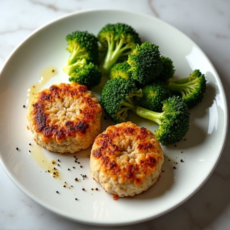 Seared Turkey Patties with Roasted Broccoli