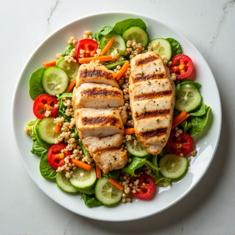 Grilled Chicken and Quinoa Salad with Crunchy Vegetables