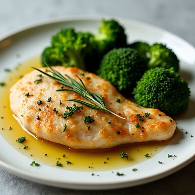 Lemon Herb Pan-Seared Chicken with Crispy Roasted Broccoli