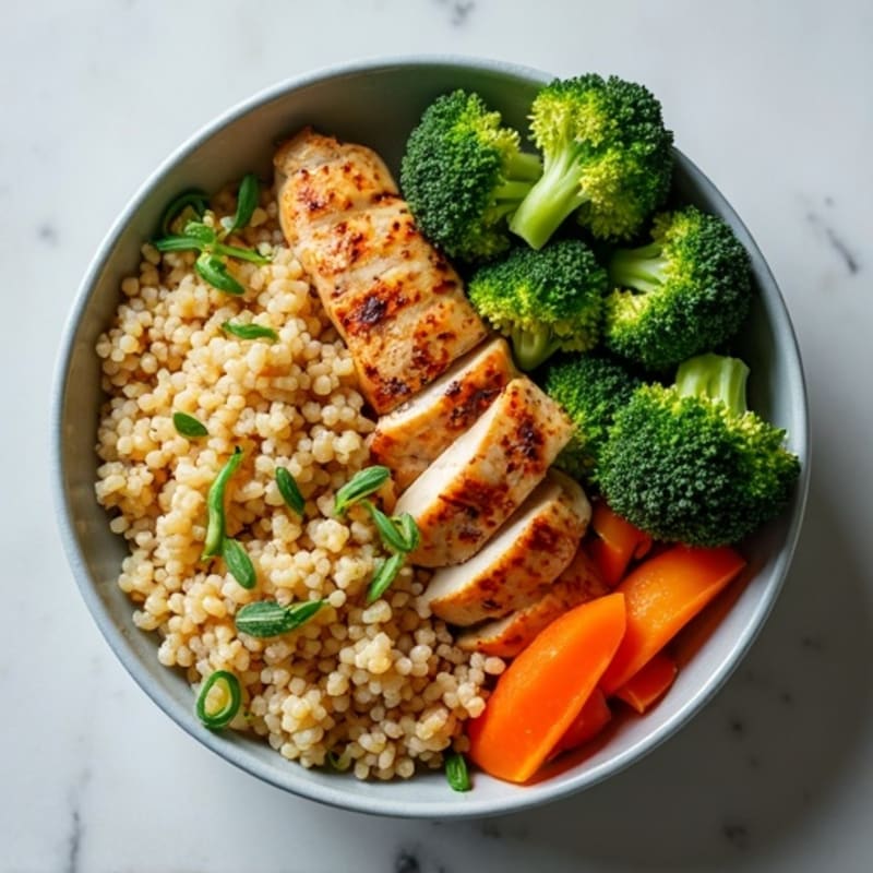 Grilled Chicken and Quinoa Power Bowl with Roasted Broccoli