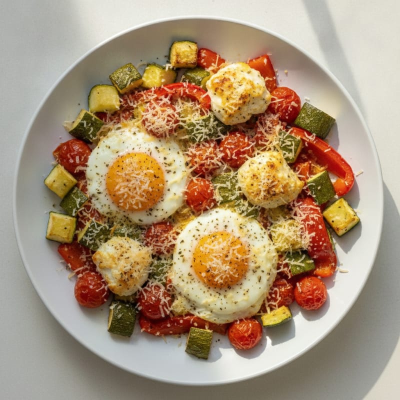 Baked Eggs with Roasted Vegetables