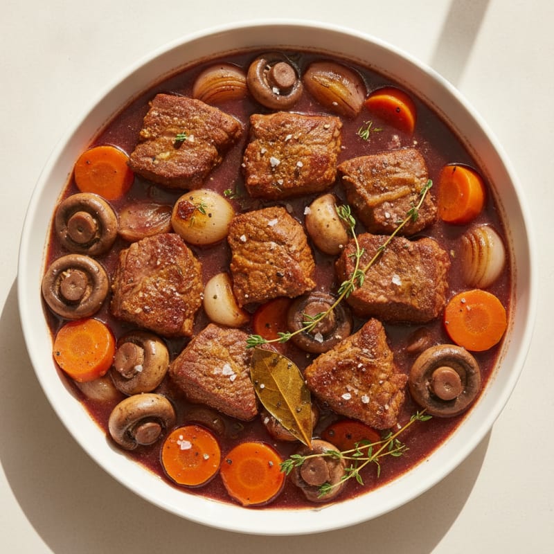 Beef Bourguignon with Root Vegetables