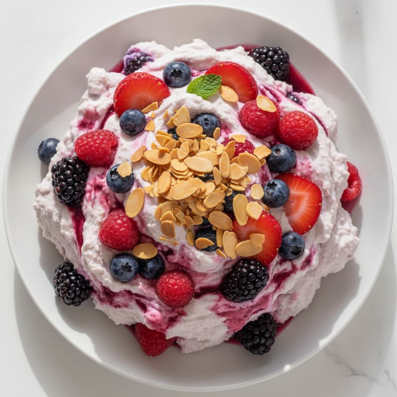 Greek Yogurt Protein Mousse with Mixed Berries