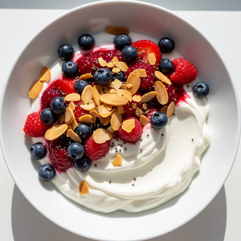 Creamy Greek Yogurt Bowl with Mixed Berries and Protein Crunch