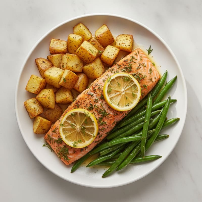 Lemon Herb Baked Salmon with Roasted Potatoes