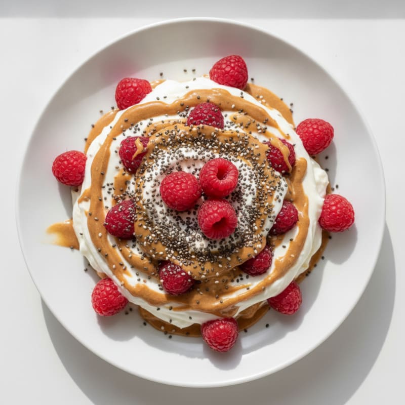 Greek Yogurt Protein Parfait with Almond Butter and Chia Seeds