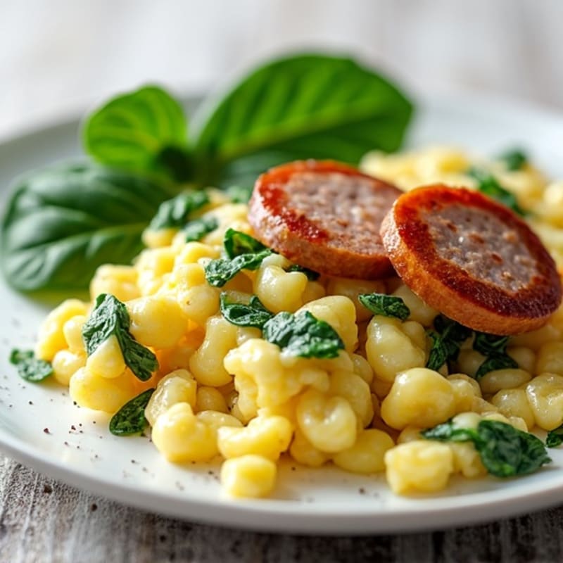 Egg White Scramble with Spinach and Turkey Sausage