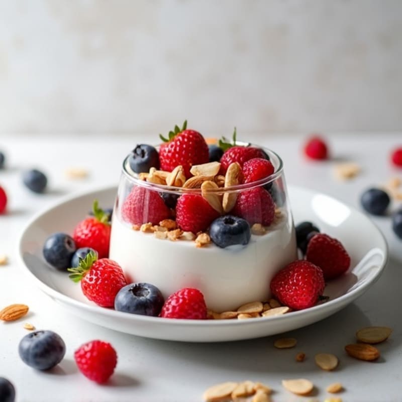 Greek Yogurt Parfait with Mixed Berries and Crunchy Almonds