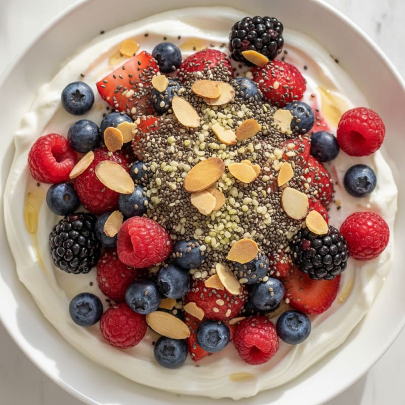 Silky Greek Yogurt Bowl with Chia Seeds and Mixed Berries