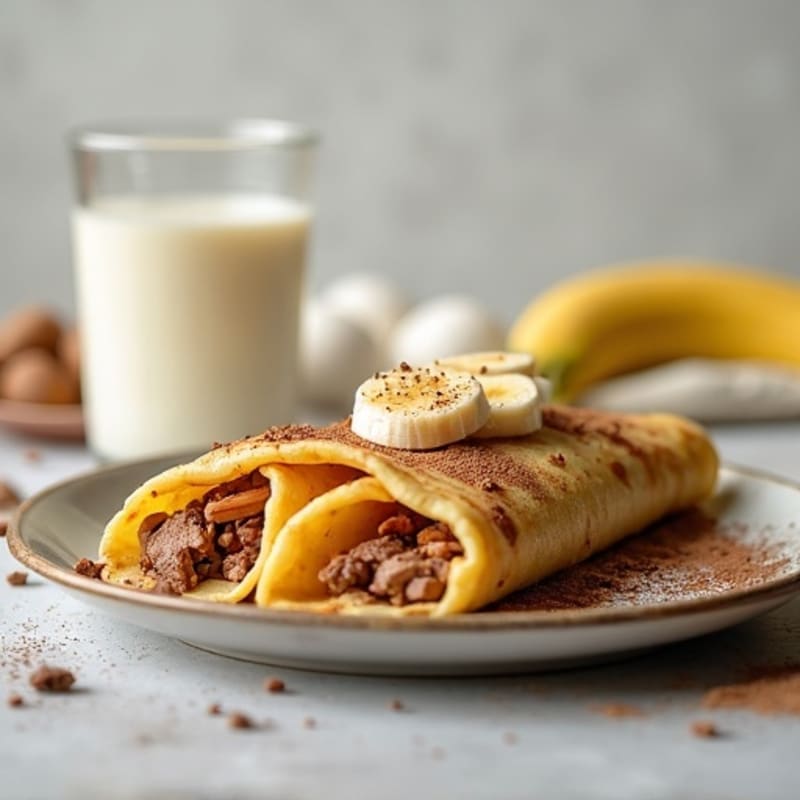 Banana and Cacao Stuffed Protein Crepes