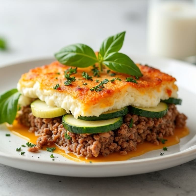 Hearty Lean Ground Beef and Creamy Ricotta Zucchini Bake