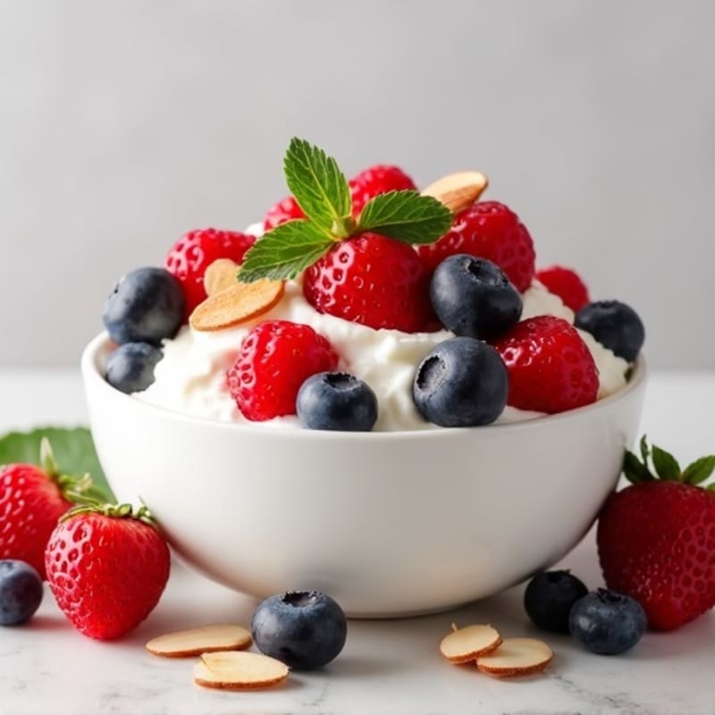 Creamy Greek Yogurt with Fresh Berries and Crunchy Almonds