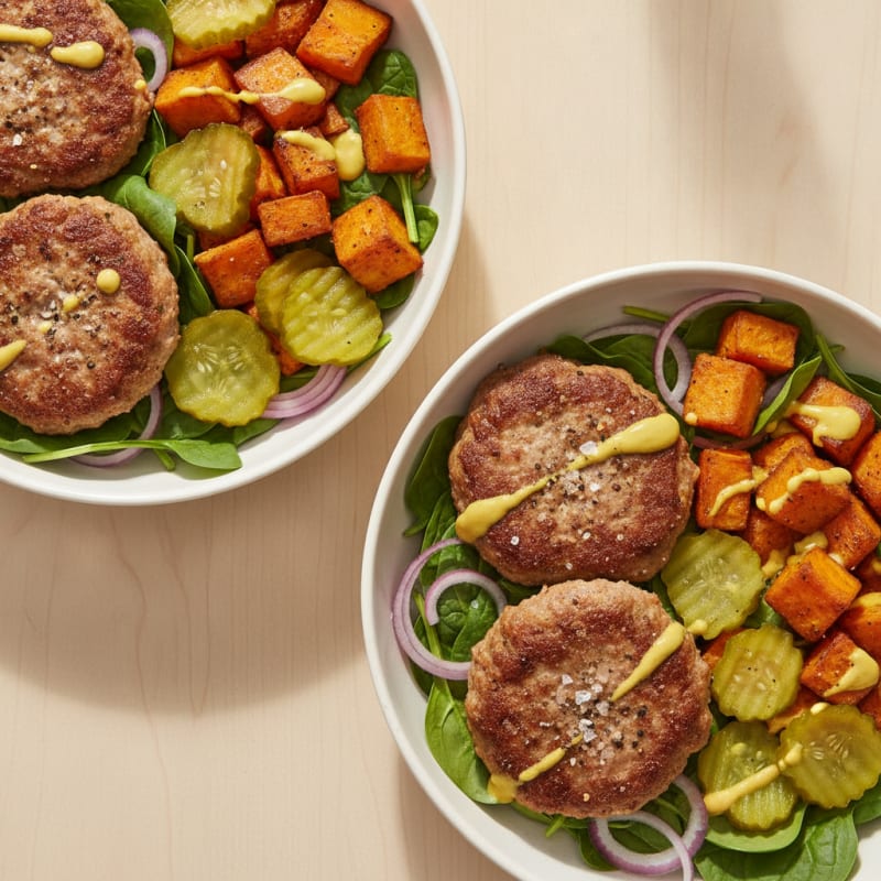 Ground Turkey Burger Bowls with Sweet Potato