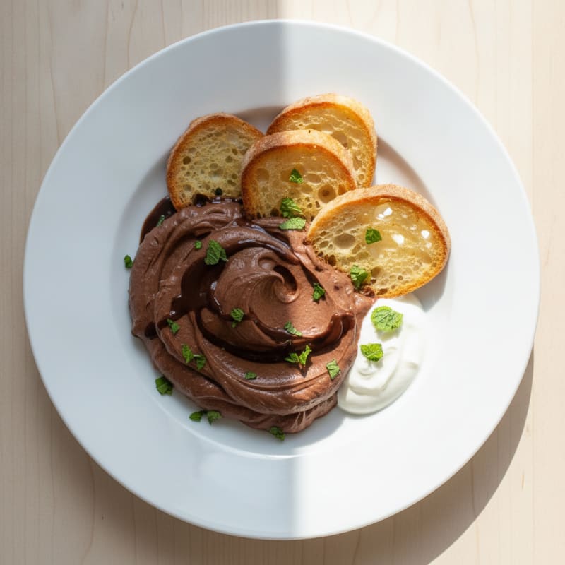 Protein Chocolate Mousse with Crispy Sourdough Chips